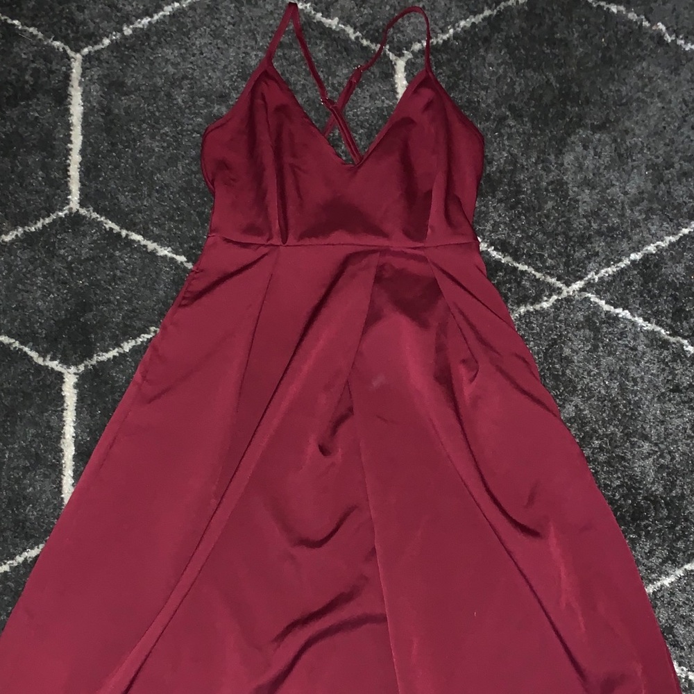 Burgundy eliacher fit and flare dress